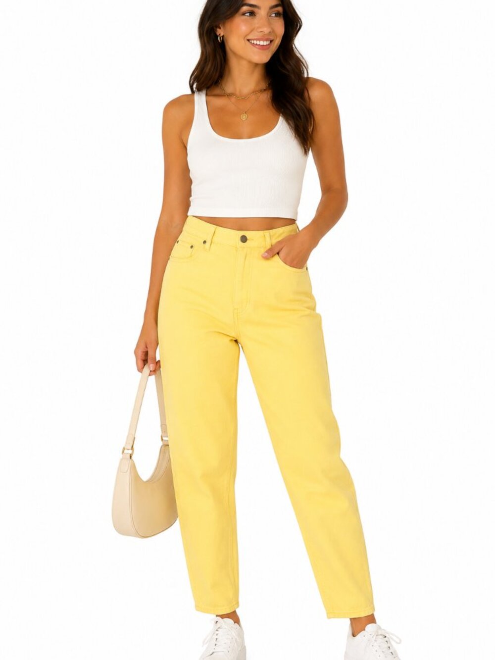 Vintage Newport News Jeanology Yellow Relaxed Fit Mom Jeans Size 16 100% Cotton